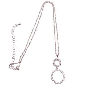 Elegant Silver Chain Graduated Circle Rhinestone Pendant Necklace